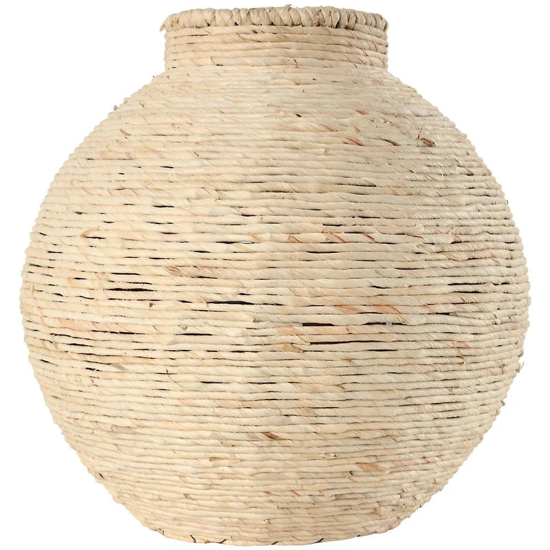 13" Beige Seagrass Handmade Wrapped Vase