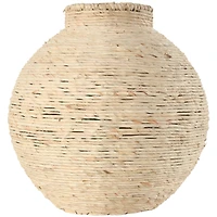 13" Beige Seagrass Handmade Wrapped Vase
