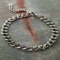 7.5" Rhodium Double Curb Charm Bracelet by Bead Landing™