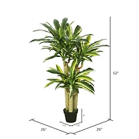 4.3ft. Potted Artificial Green & Yellow Dracaena Tree
