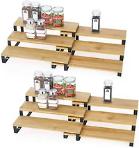 Natural 3-Tier Expandable Step Spice Rack for Kitchen Cabinet, 4ct.