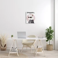 Stupell Industries Chic Kitty Cat Meow Glam Fashion Pink Circle Canvas Wall Art