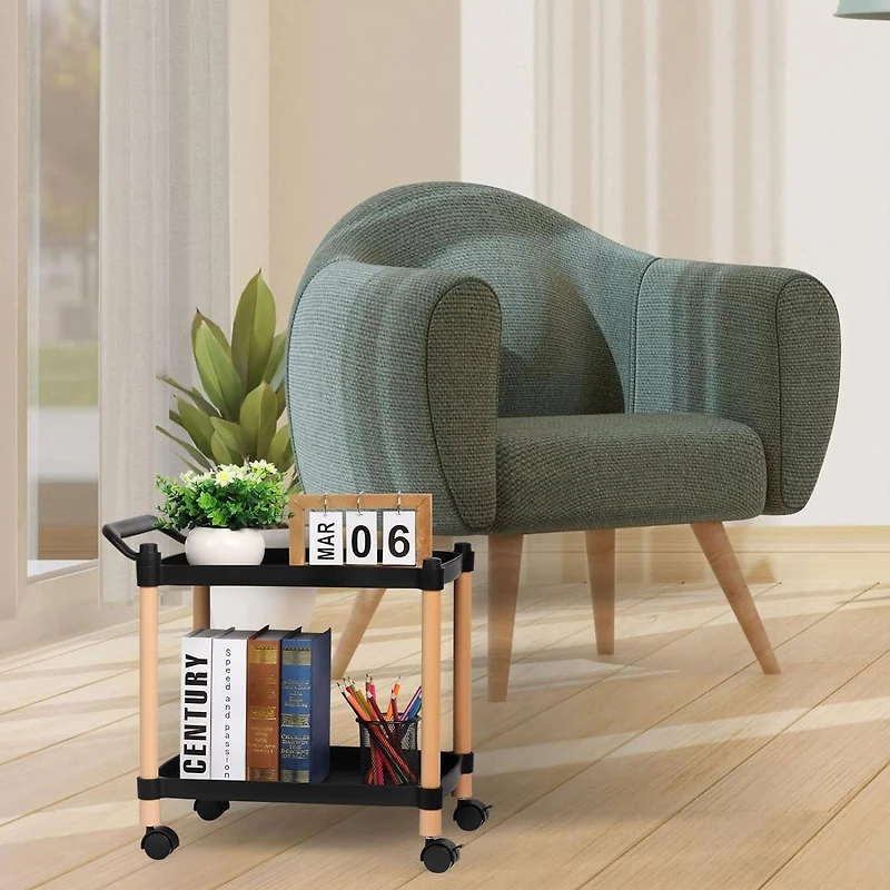 Black 3-Tier Utility Cart with Wheels