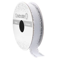 5/8" x 7yd. Silver Metallic Fringe Ribbon by Celebrate It® Classic