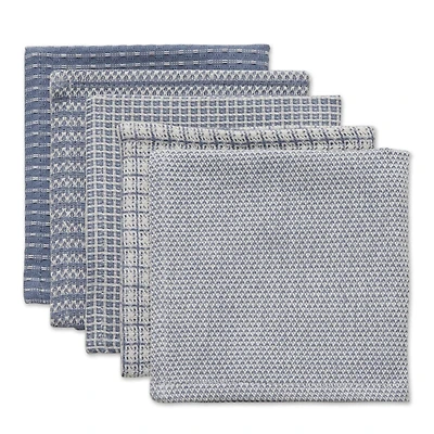 DII® Stonewash Mixed Pattern Blue Dishcloths, 5ct.