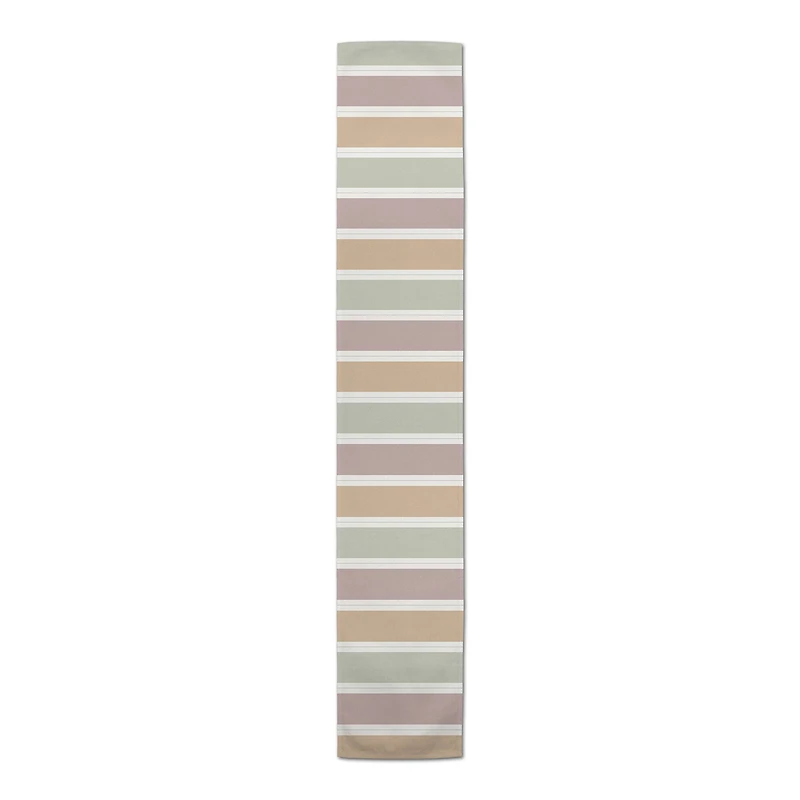 72" Soft Neutral Stripes Cotton Twill Table Runner