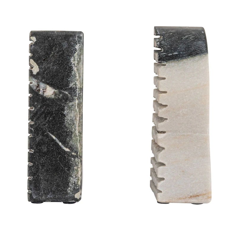 Hello Honey® 5" Black Mélange Carved Marble Bookend Set