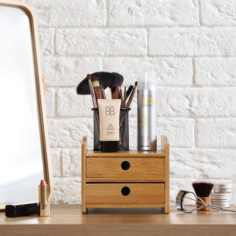 NEX™ Bamboo Countertop Storage Shelf with 2 Drawers