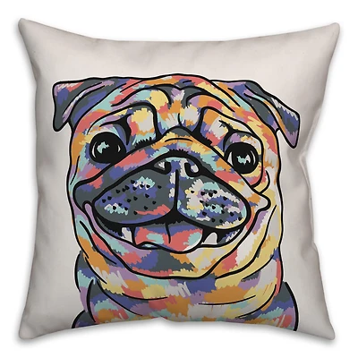 Watercolor Pug Throw Pillow