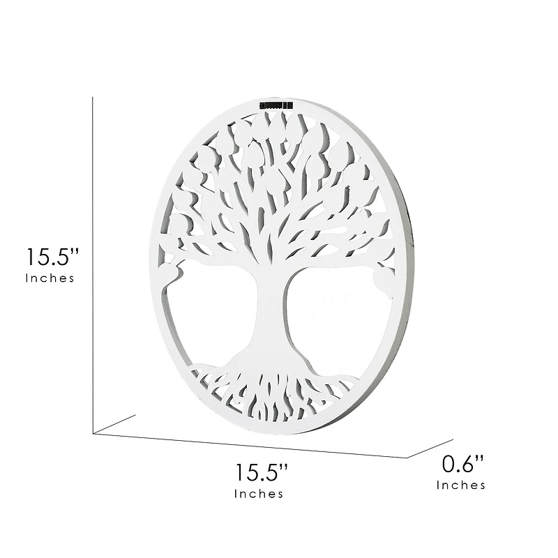 American Art Décor™ 15.5" Tree of Life Medallion Boho Wall Art with White with Gold Accents