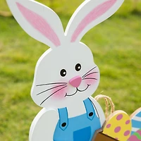 Glitzhome® 30.5" Easter Bunny Cart Wooden Décor