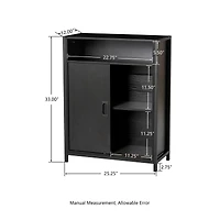 Glitzhome® 32" Black Double Door Modern Storage Floor Cabinet