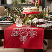 DII® 70" Sparkle Snowflakes Embroidered Table Runner