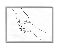 Stupell Industries Family Holding Hands Pose Minimal Linework in Gray Frame Wall Art