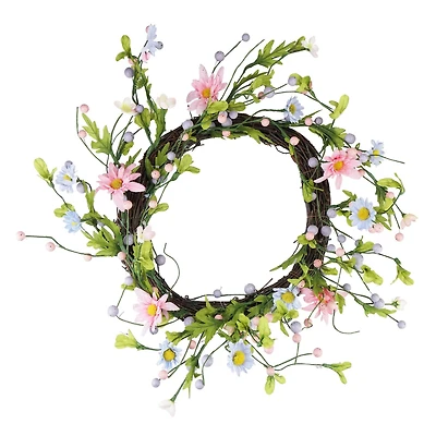 12" Spring Pink & Purple Decorative Floral Twig Wreath