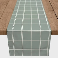 72" Sage Hand Grid Poly Twill Table Runner