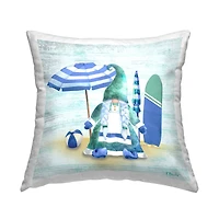 Stupell Industries Green Gnome Fun Blue Beachball  Throw Pillow, 18" x 18"