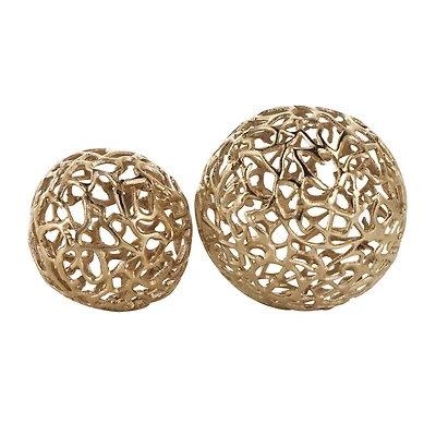 Open Lattice Work Aluminum Decorative Ball Orbs & Vase Filler Set