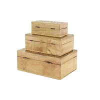 Brown & Gold Mango Wood Scroll Storage Box Set