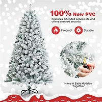 Costway 6ft. Unlit Snow Flocked Hinged Artificial Christmas Tree