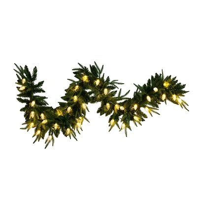 6ft. Pre-Lit Artificial Luxembourg Pine Christmas Garland with 35 Multicolored Traditional Bulb LED Lights