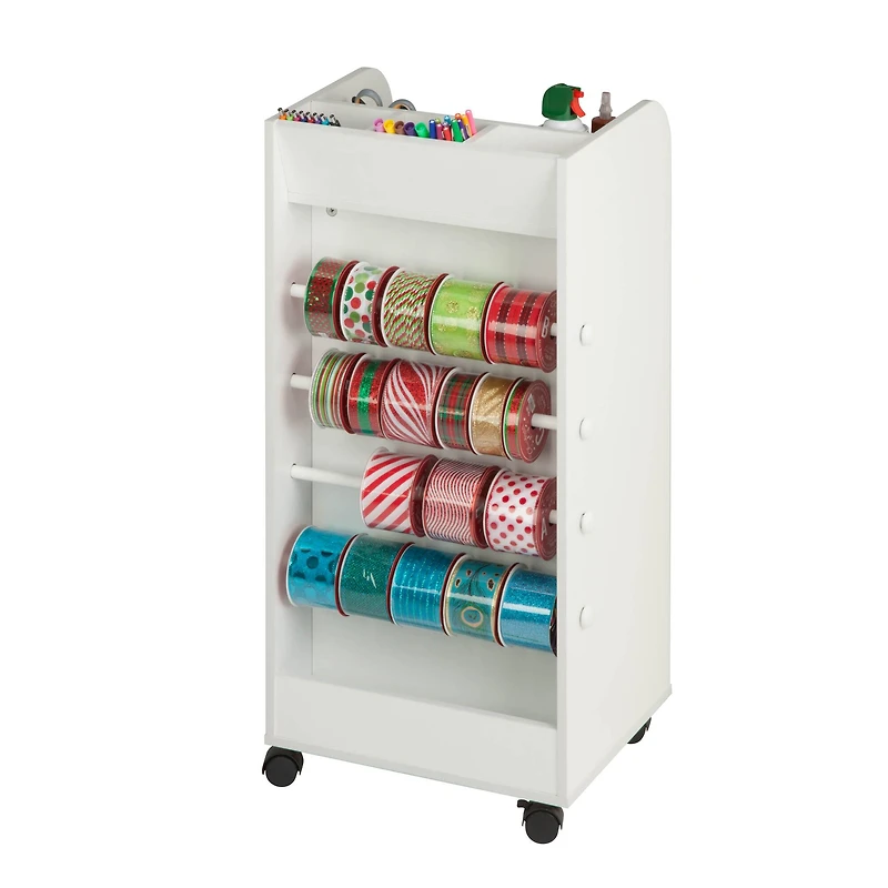Honey Can Do 3-Drawer White Rolling Craft Cart with Drawers & Compartments