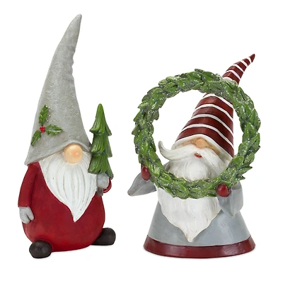 Holiday Gnome Figurine Set, 8" & 10.75"