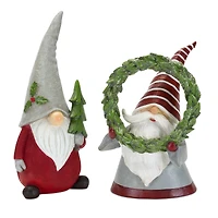 Holiday Gnome Figurine Set, 8" & 10.75"