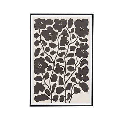 Hello Honey® 36.5" Black & Cream Flowers Framed Wall Decoration