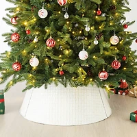 Glitzhome® Washed White 26" Woven Metal Tree Collar