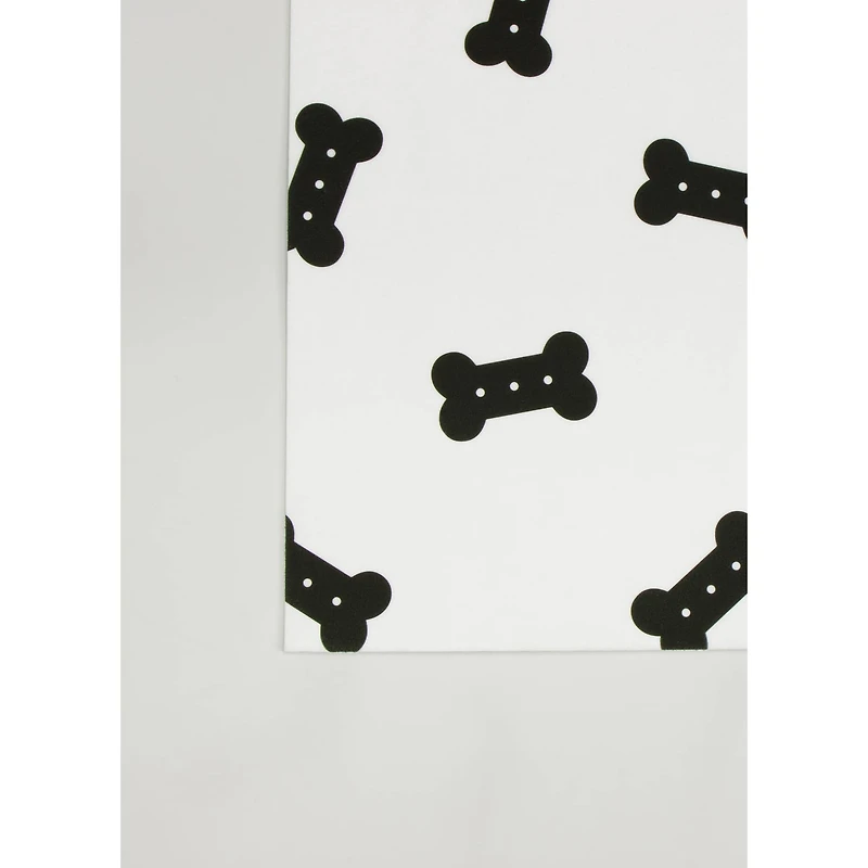 FloorPops Bones Black & White Washable Felt Floor Mat, 18" x 30"