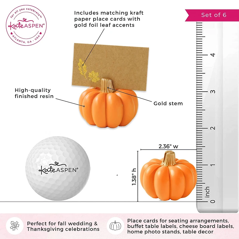Kate Aspen Orange Pumpkin Place Card Holders, 6ct.