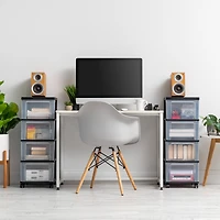 IRIS® 32.5" Black & Clear 4-Drawer Narrow Plastic Storage Carts, 2ct.