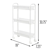 Honey Can Do White 3-Tier Mesh Narrow Rolling Cart