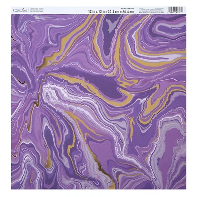 12" x 12" Purple & Gold Marble Cardstock Paper by Recollections™