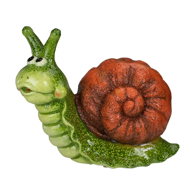 13.5" Green & Brown Snail Outdoor Garden Statue