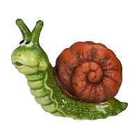 13.5" Green & Brown Snail Outdoor Garden Statue