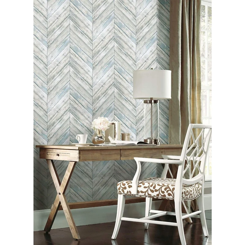RoomMates Herringbone Wood Boards Peel & Stick Wallpaper