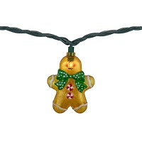 10ct. Gingerbread Man Christmas String Lights with Green Wire