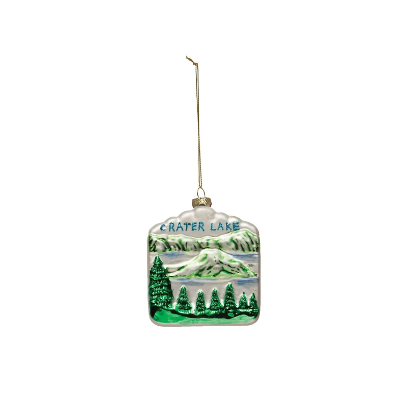 Hello Honey® Hand-Painted Glitter Crater Lake Glass Ornament