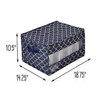 Honey Can Do Golden Scallop Print Stemware Storage Box Set