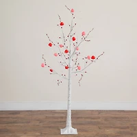 5ft. Pre-Lit Artificial Valentine's Day Twig Tree with 72 Heart Shaped LED Lights and Red Berries