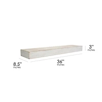 Large Whitewashed Wood Floating Wall Shelf