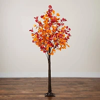 6ft. Pre-Lit Bright Autumn Eucalyptus Artificial Fall Tree with 420 Warm White LED Lights