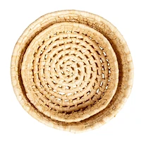 Household Essentials Natural Handwoven Corn Leaf Nestable Basket Set with Lids