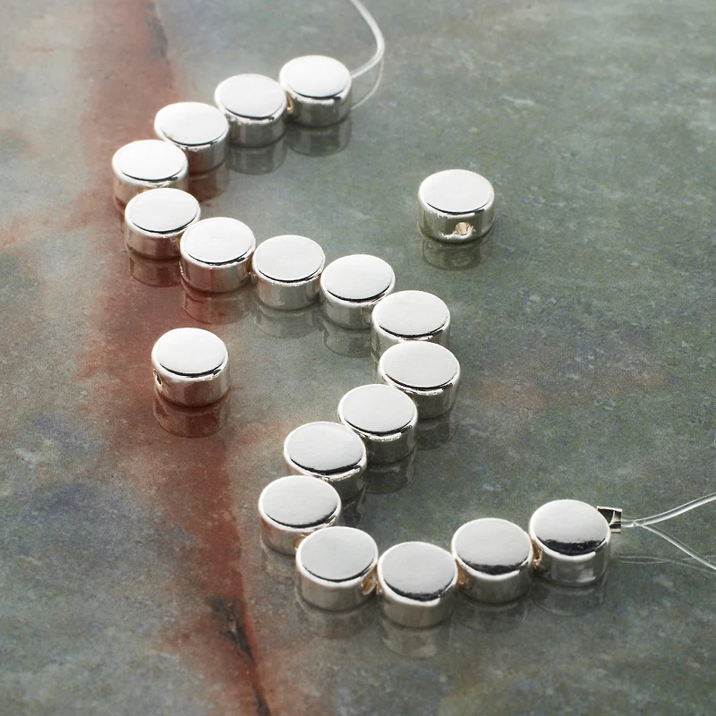 Silver Disc Spacer Beads, 6.5mm by Bead Landing™