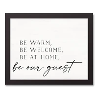 Be Warm Be Welcome Black Framed Canvas