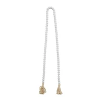 White Wood Bohemian Bead Garland 80" x 1" x 1"