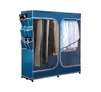 Simplify 5ft. Blue Portable Closet with Shoe Organizer