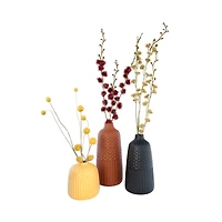 Hello Honey® Embossed Stoneware Vases with Fluted & Polka Dot Designs Set